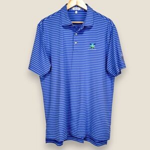 Peter Millar Summer Comfort Golf Polo Shirt Men Large Blue Capital City Club‎